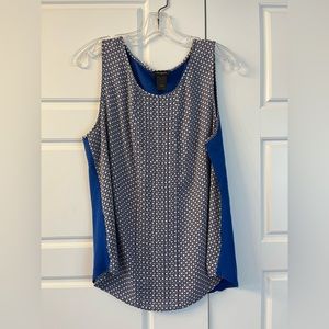 Blue and red mixed media sleeveless top from Loft size L